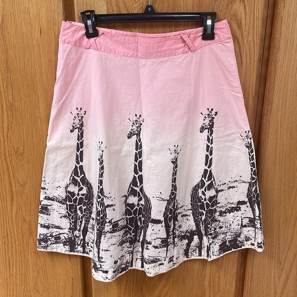 Anthropologie Odille Pink Ombré Grassland Giraffe Skirt 10 - Picture 5 of 8